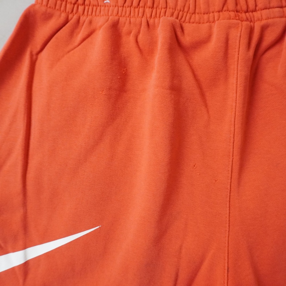 Nike Fleece Sweat Shorts Medium Mens Orange Big Swoosh Graphic Drawstring - Picture 3 of 11